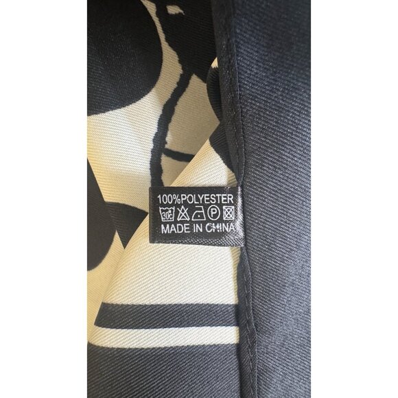 2/$30 NEW Groovy Retro Flower Power Black White Geometric Printed Silky Scarf - Picture 9 of 10